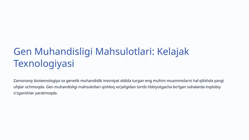 Gen Muhandisligi Mahsulotlari