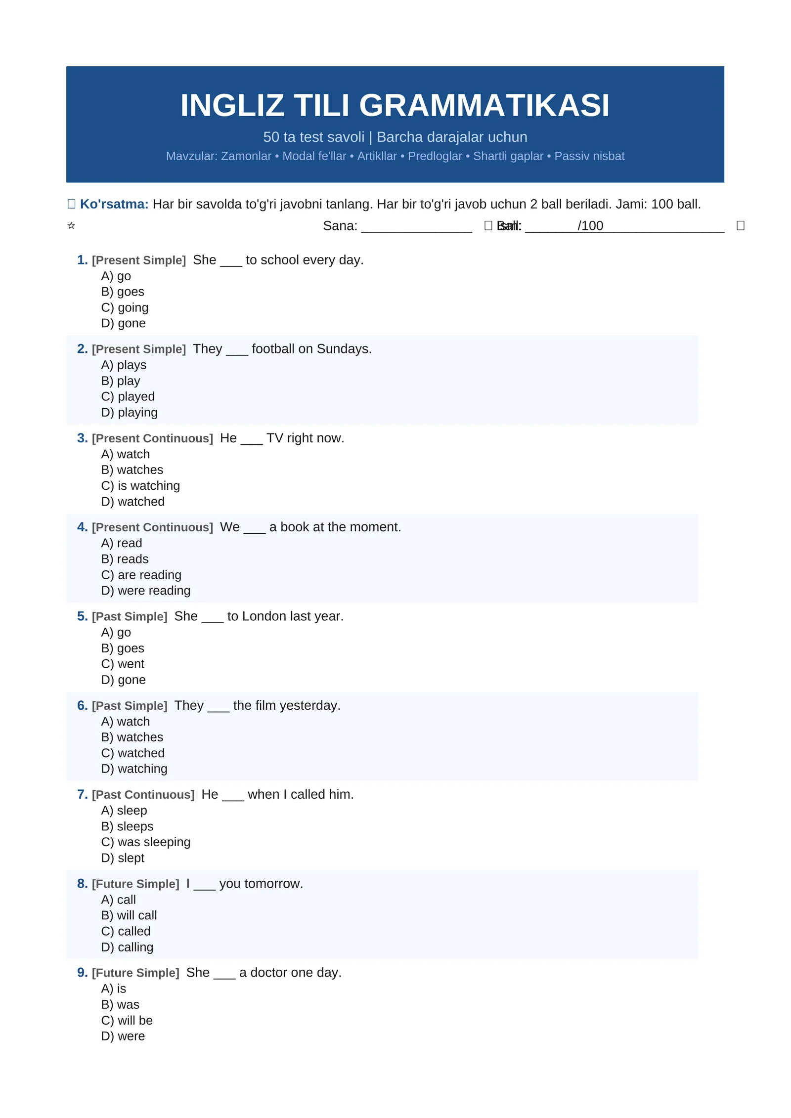 INGLIZ TILI GRAMMATIKASI