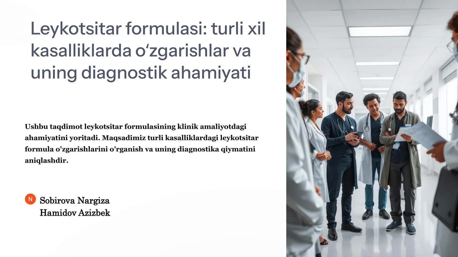 Leykotsitar formulasi: turli
xil kasalliklarda oʻzgarishlar
va uning diagnostik
ahamiyati