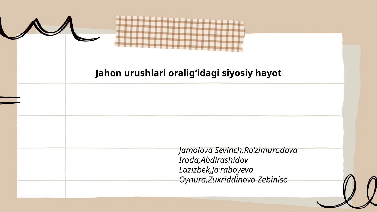 Jahon urushlari oraligʻidagi siyosiy hayot