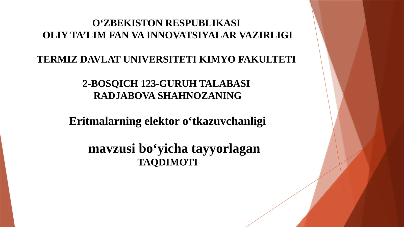 Eritmalarning elektro o‘tkazuvchanligi