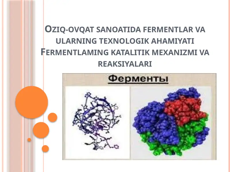 Fermentlar va ularning texnologik ahamiyati