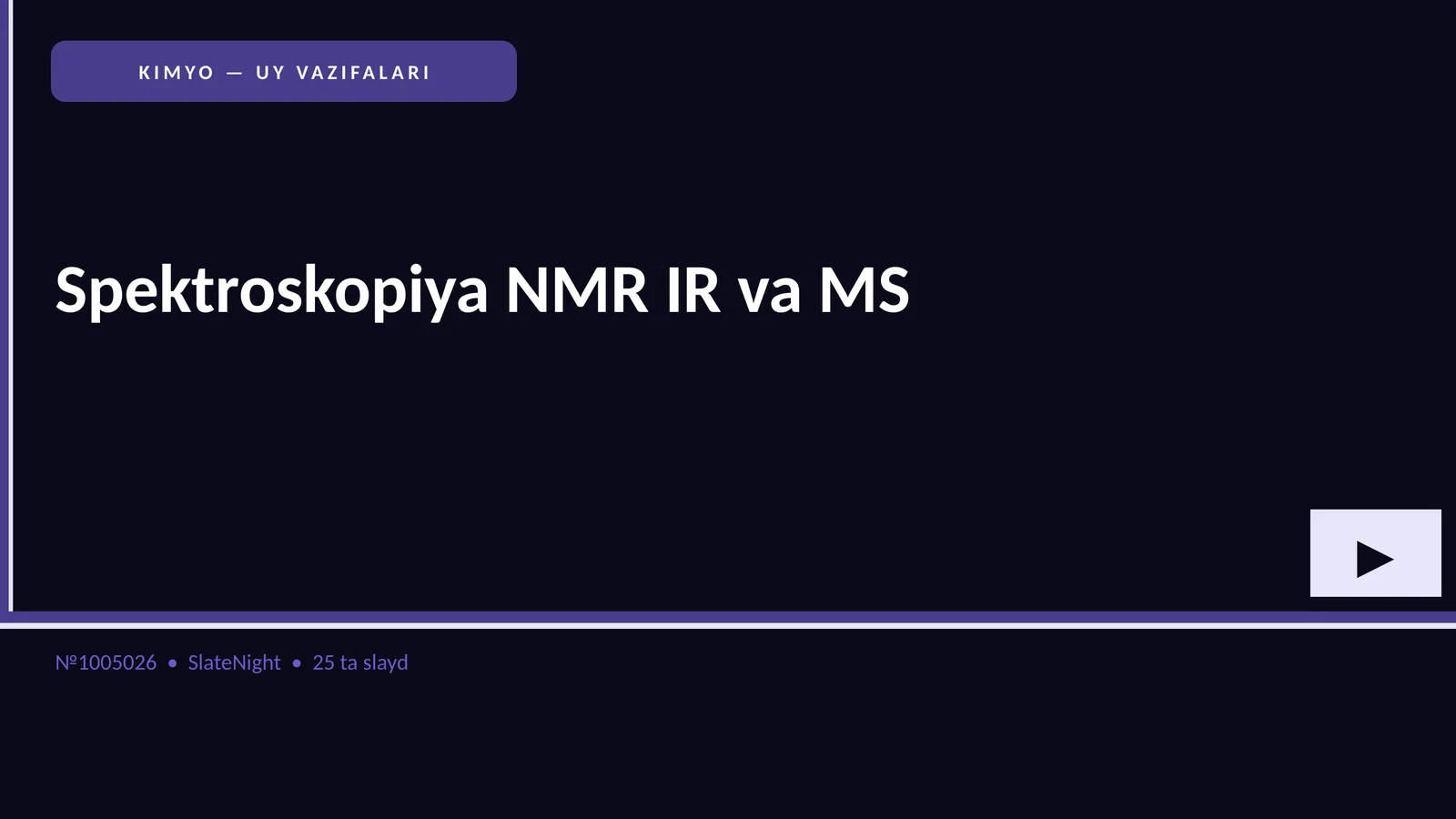 Spektroskopiya NMR IR va MS