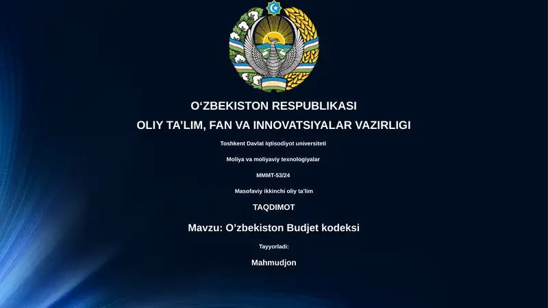 O’zbekiston Budjet Kodeksi