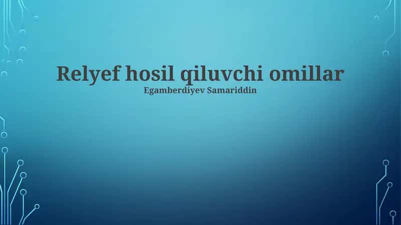Relyef hosil qiluvchi omillar