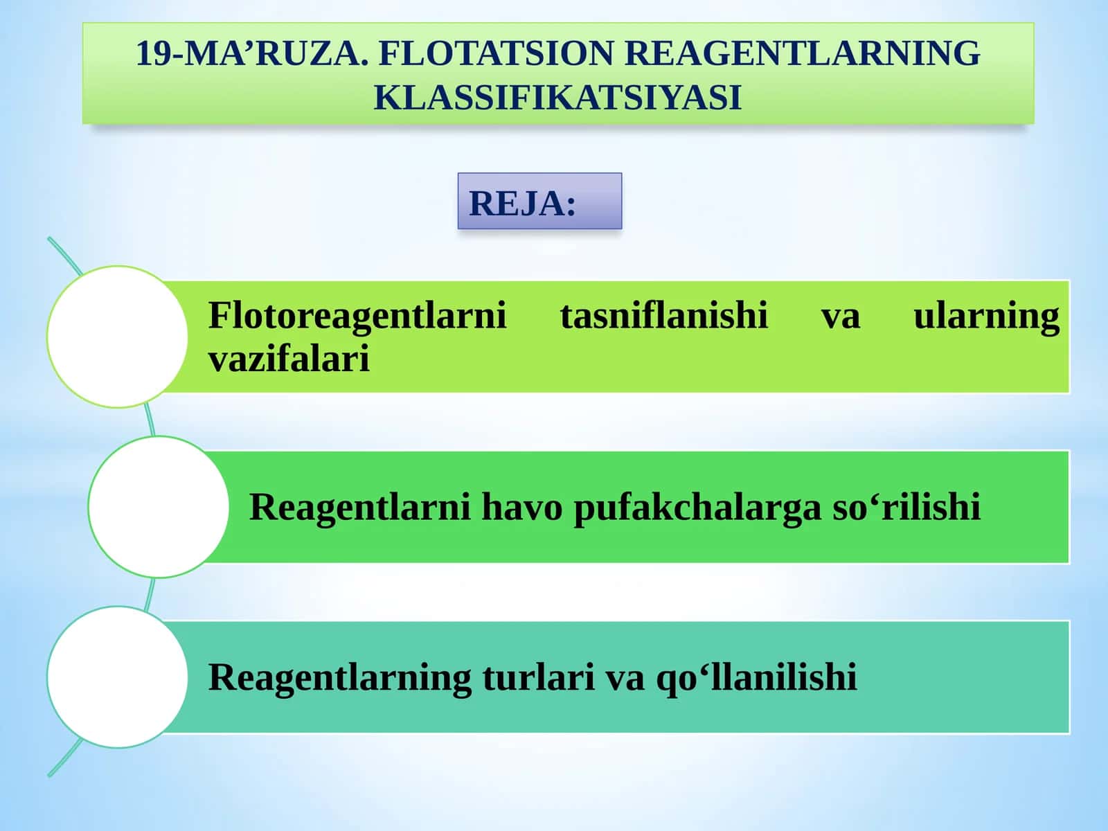 19-MA’RUZA. FLOTATSIONREAGENTLARNING KLASSIFIKATSIYASI