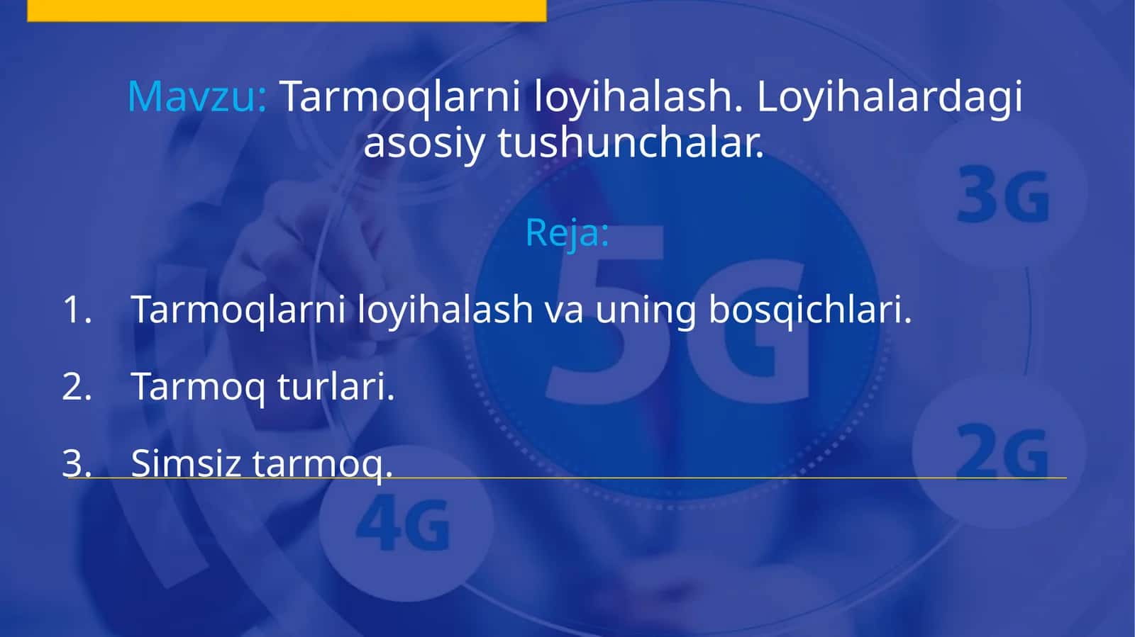 Tarmoqlarni loyihalash. Loyihalardagi asosiy tushunchalar.