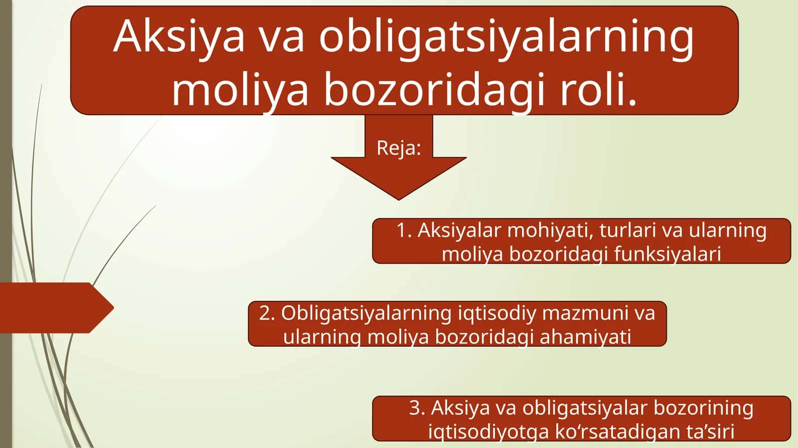 Aksiya va obligatsiyalarning moliya bozoridagi roli.