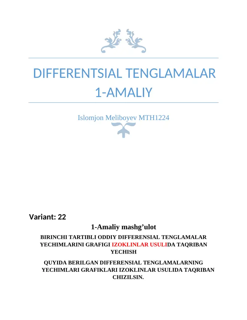DIFFERENTIAL EQUATIONS