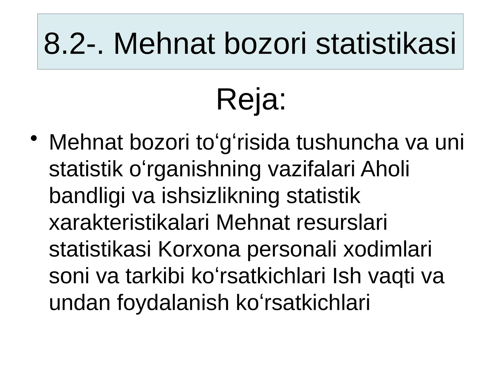 Mehnat bozori statistikasi