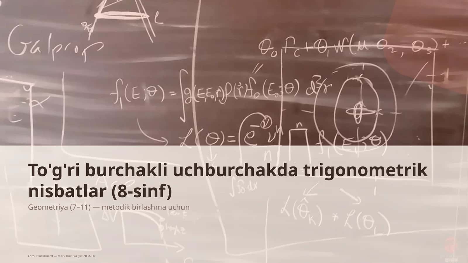 To'g'ri burchakli uchburchakda trigonometrik nisbatlar (8-sinf)