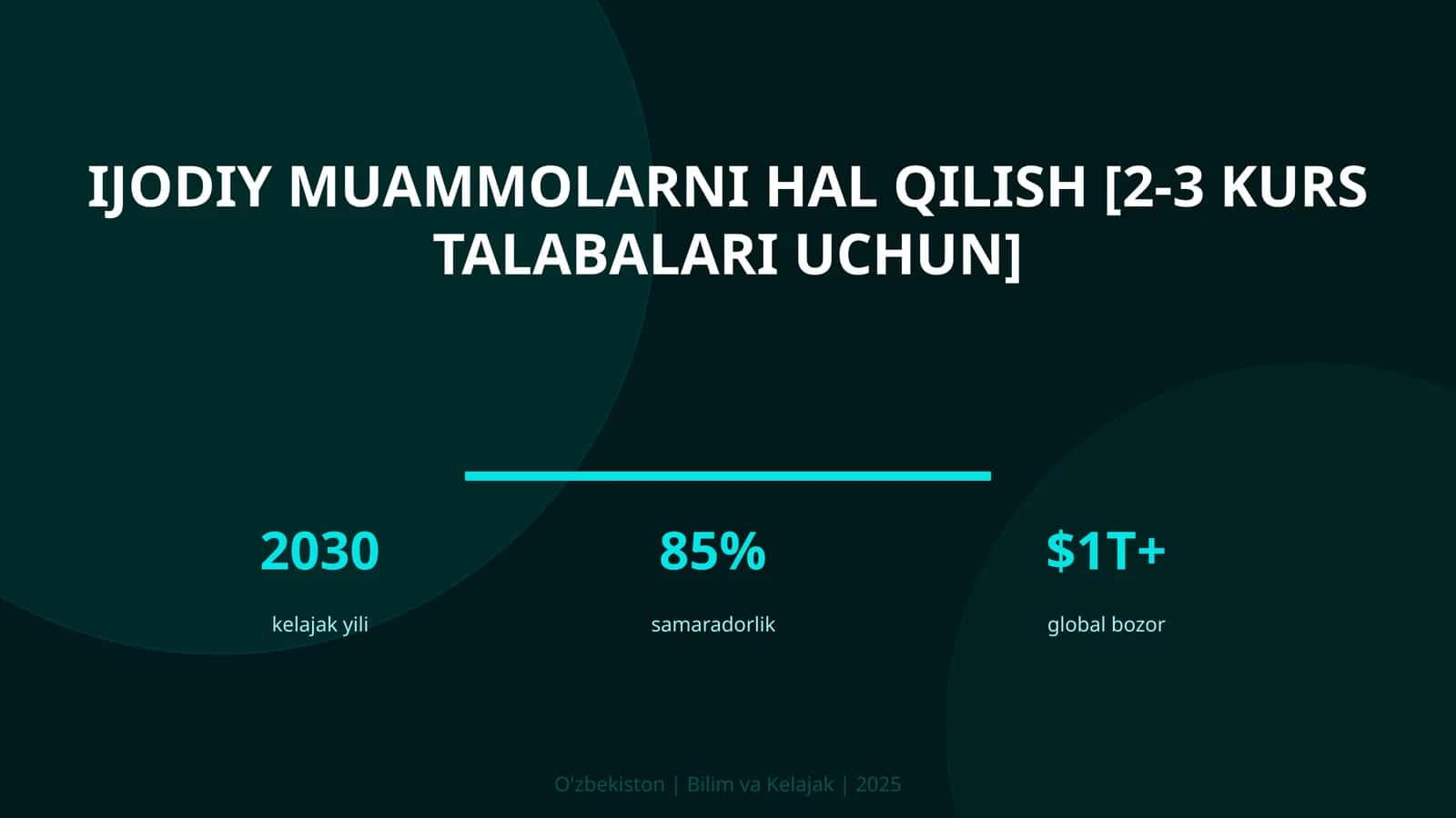 Ijodiy muammolarni hal qilish [2-3 kurs talabalari uchun]