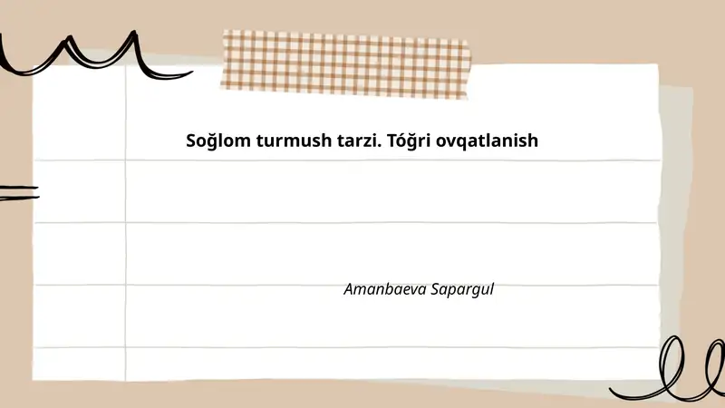 Soğlom turmush tarzi. Tóğri ovqatlanish