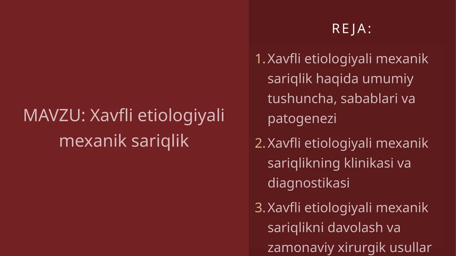 Xavfli etiologiyali mexanik sariqlik