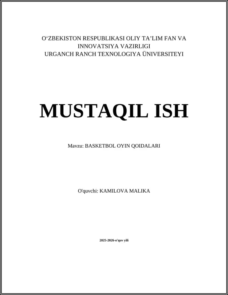 BASKETBOL OYIN QOIDALARI
