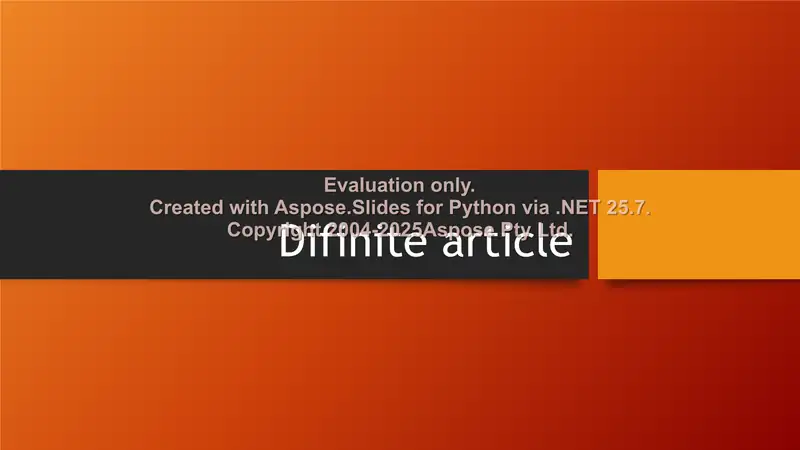 Difinite article