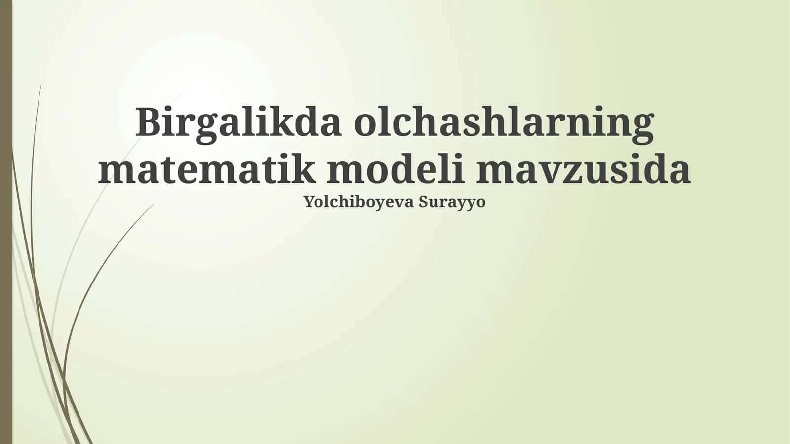 Olchashlarning matematik modeli