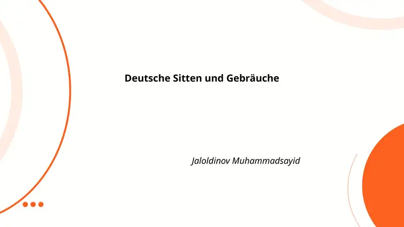 Deutsche Sitten und Gebräuche