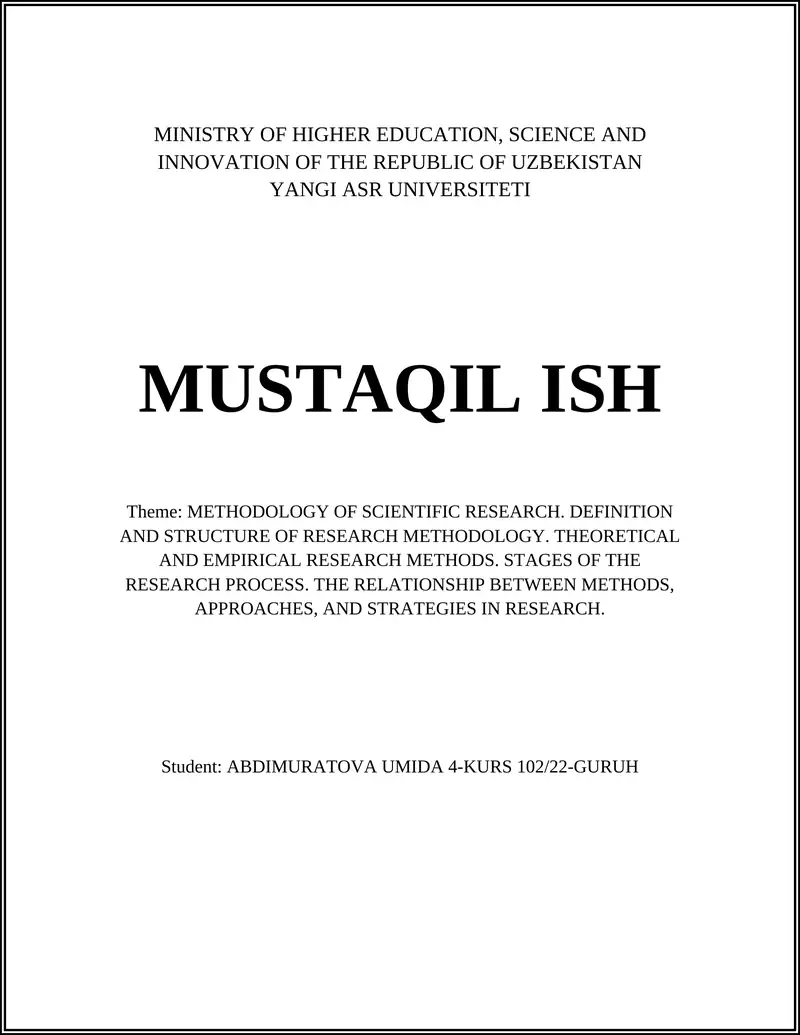 Scientific Research Methodology