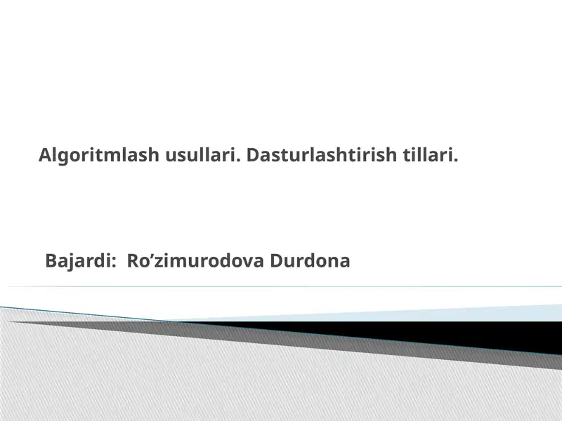 Algoritmlash usullari