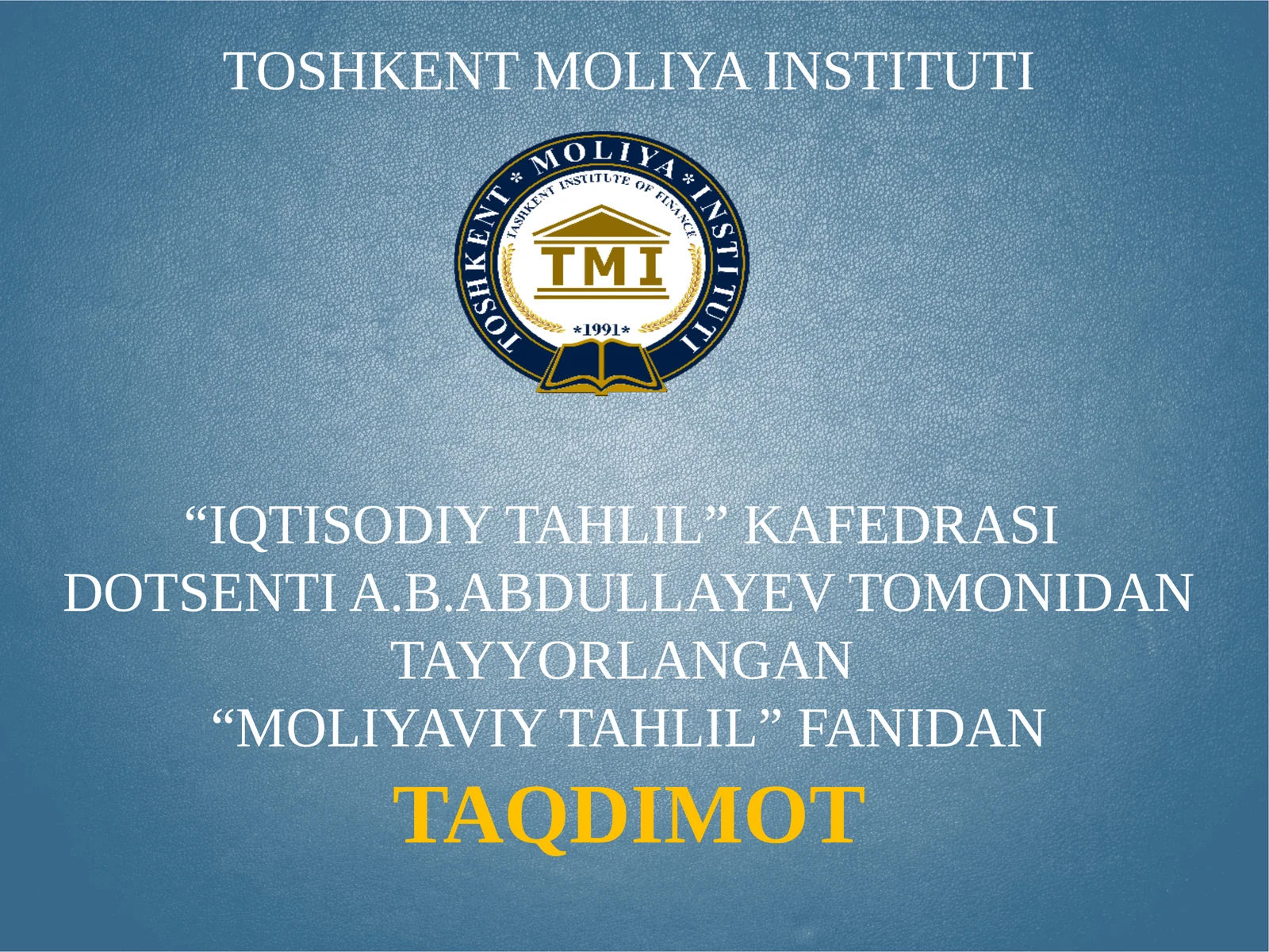 Moliyaviy tahlilning mazmuni, predmeti va vazifalari