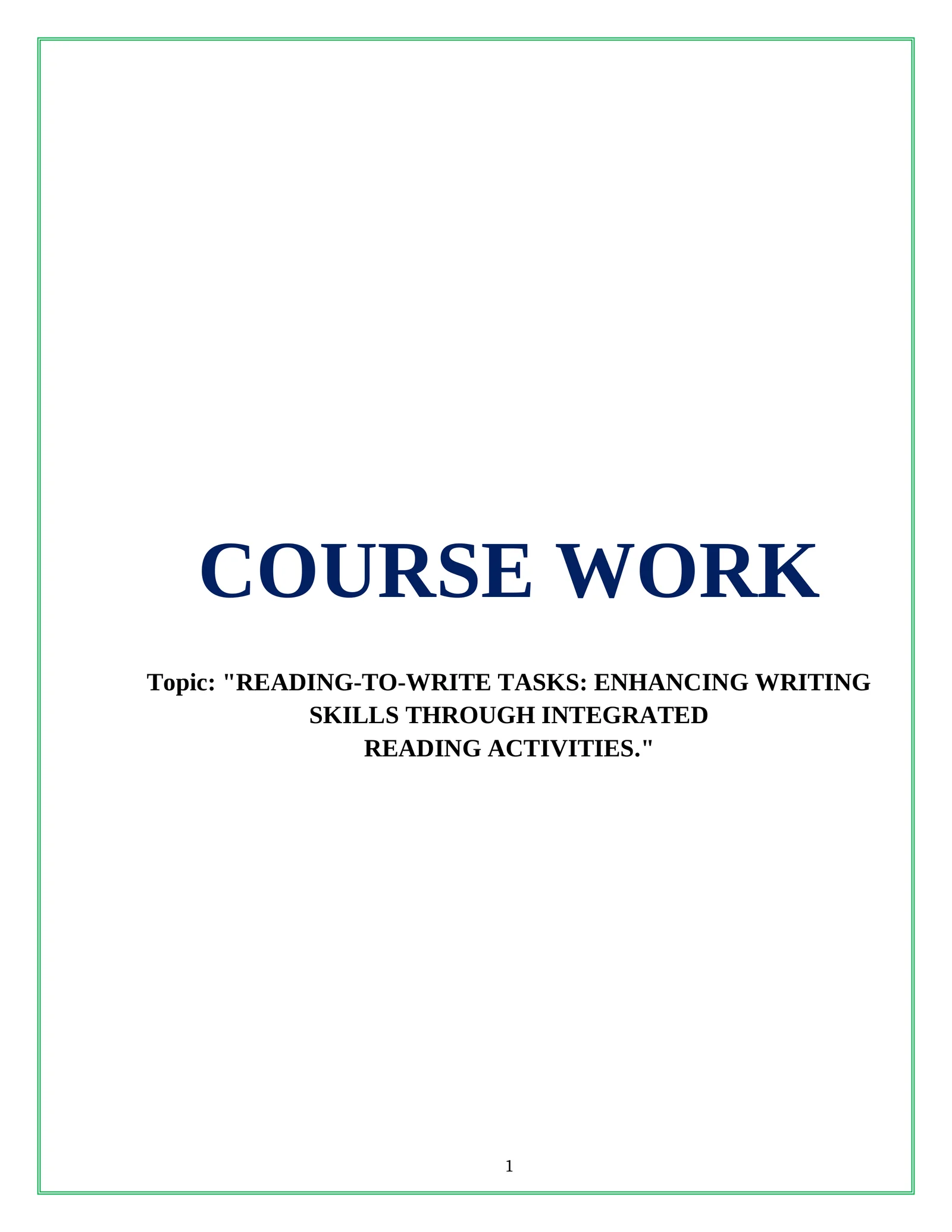 READING-TO-WRITE TASKS: ENHANCING WRITING SKILLS THROUGH INTEGRATED READING ACTIVITIES