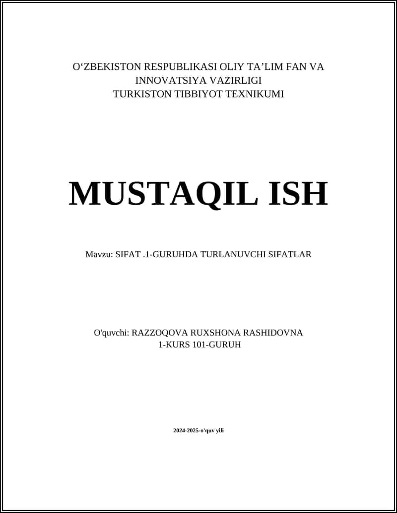 SIFAT.1-GURUHDA TURLANUVCHI SIFATLAR