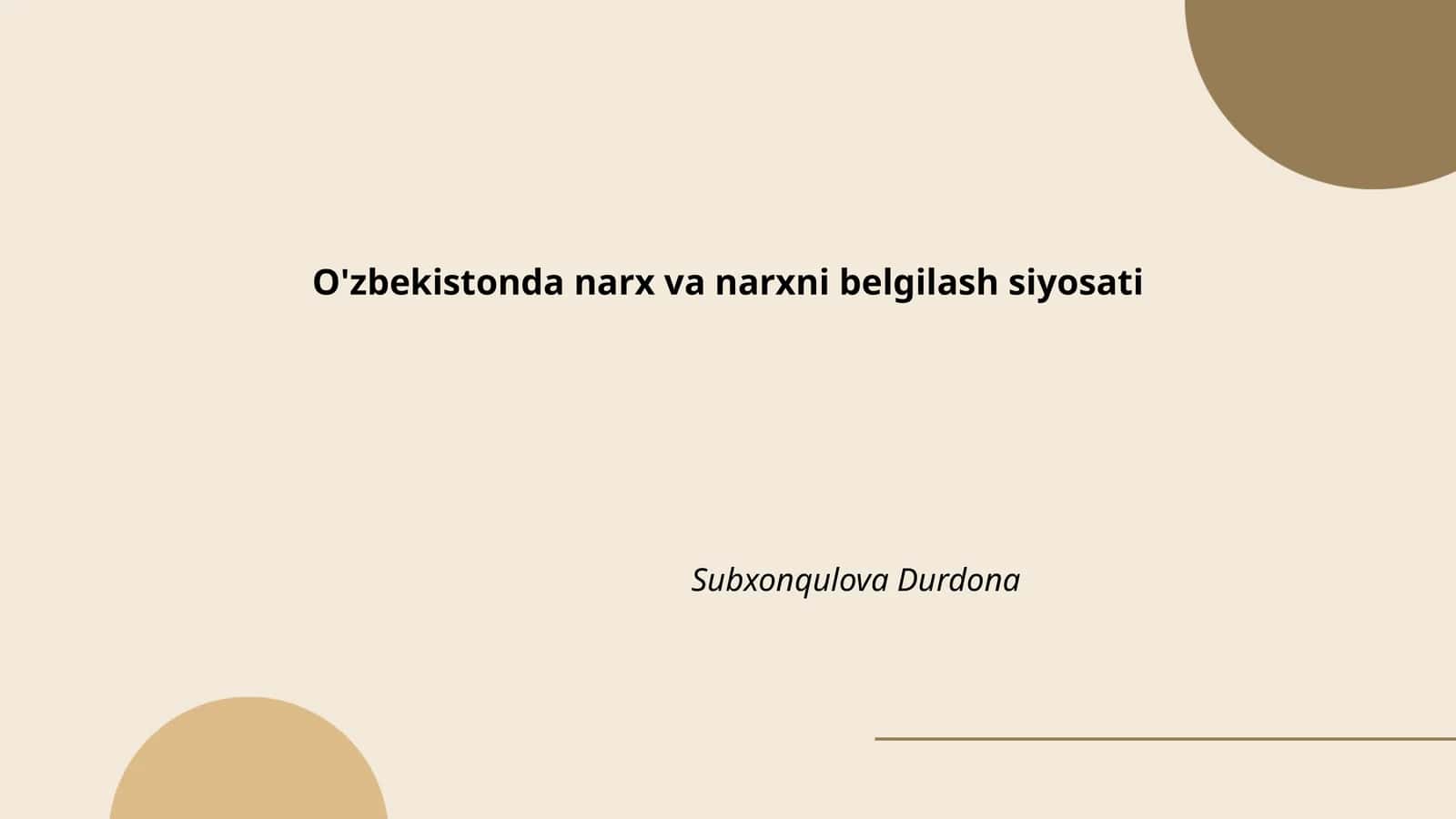 O'zbekistonda narx va narxni belgilash siyosati
