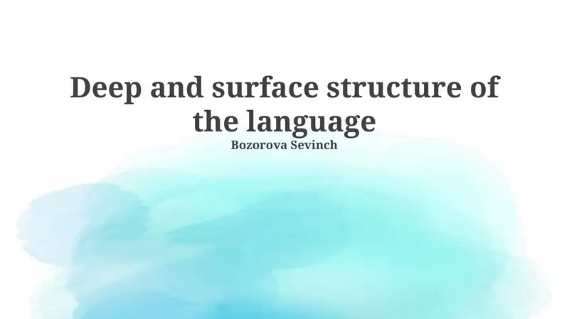 Deep and Surface Structure of the Language