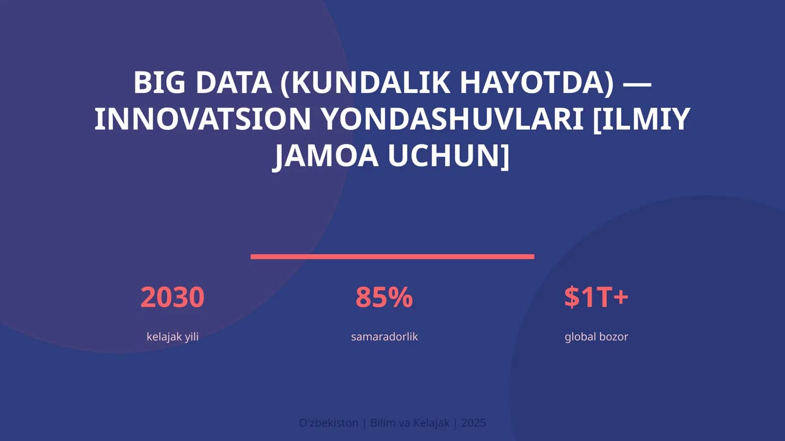 Big Data (Kundalik hayotda) — Innovatsion yondashuvlari [Ilmiy jamoa uchun]