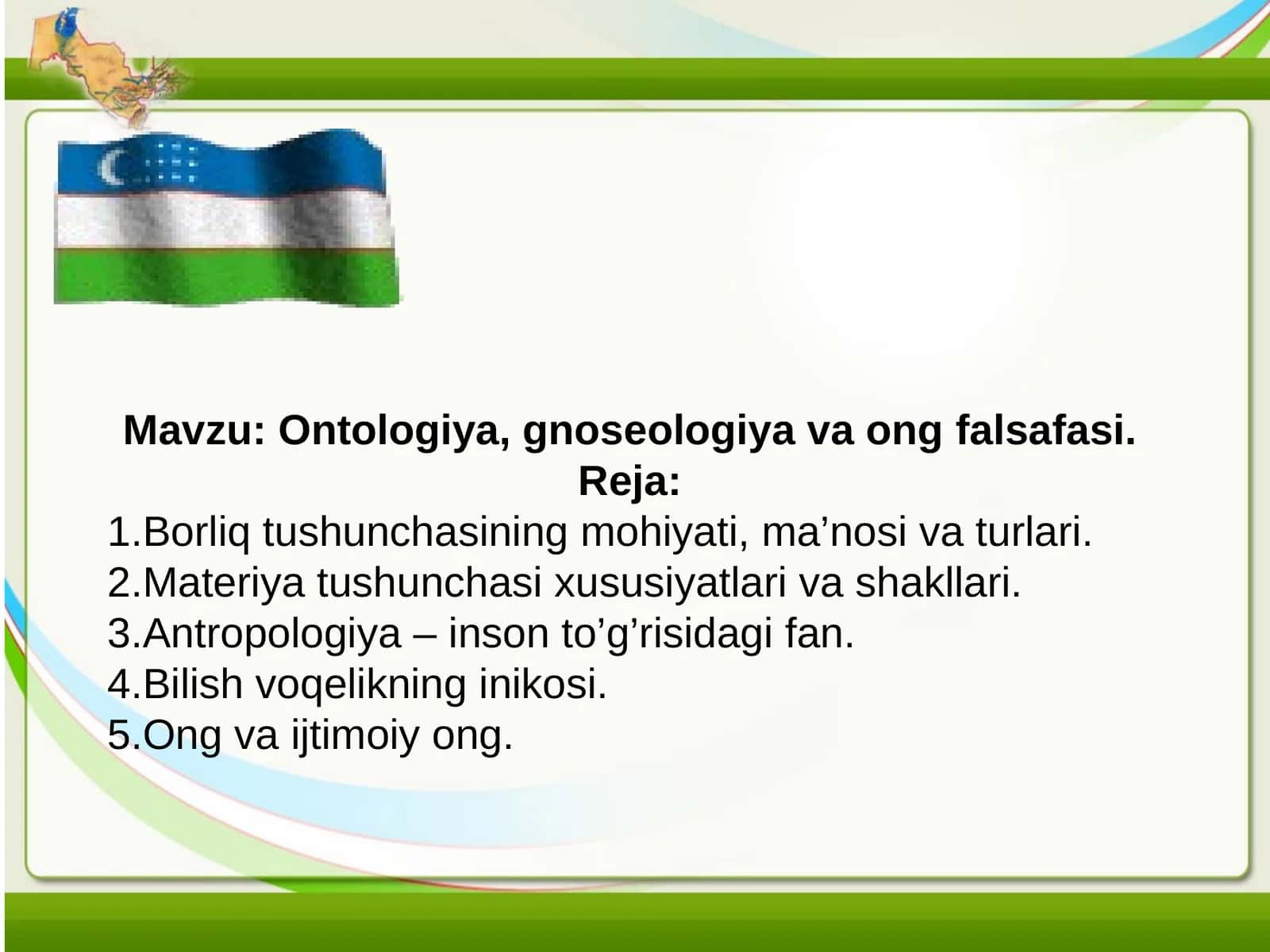 Ontologiya, gnesologiya va ong falsafasi