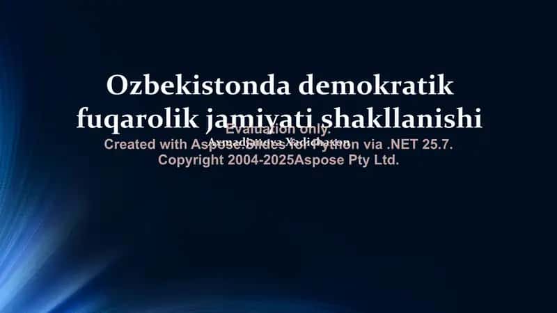 Ozbekistonda demokratik fuqarolik jamiyati shakllanishi