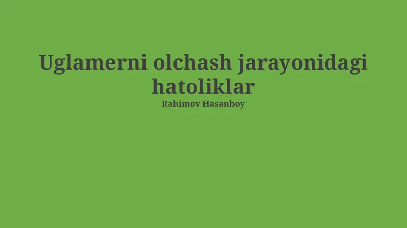O'lchash Jarayonidagi Xatolar
