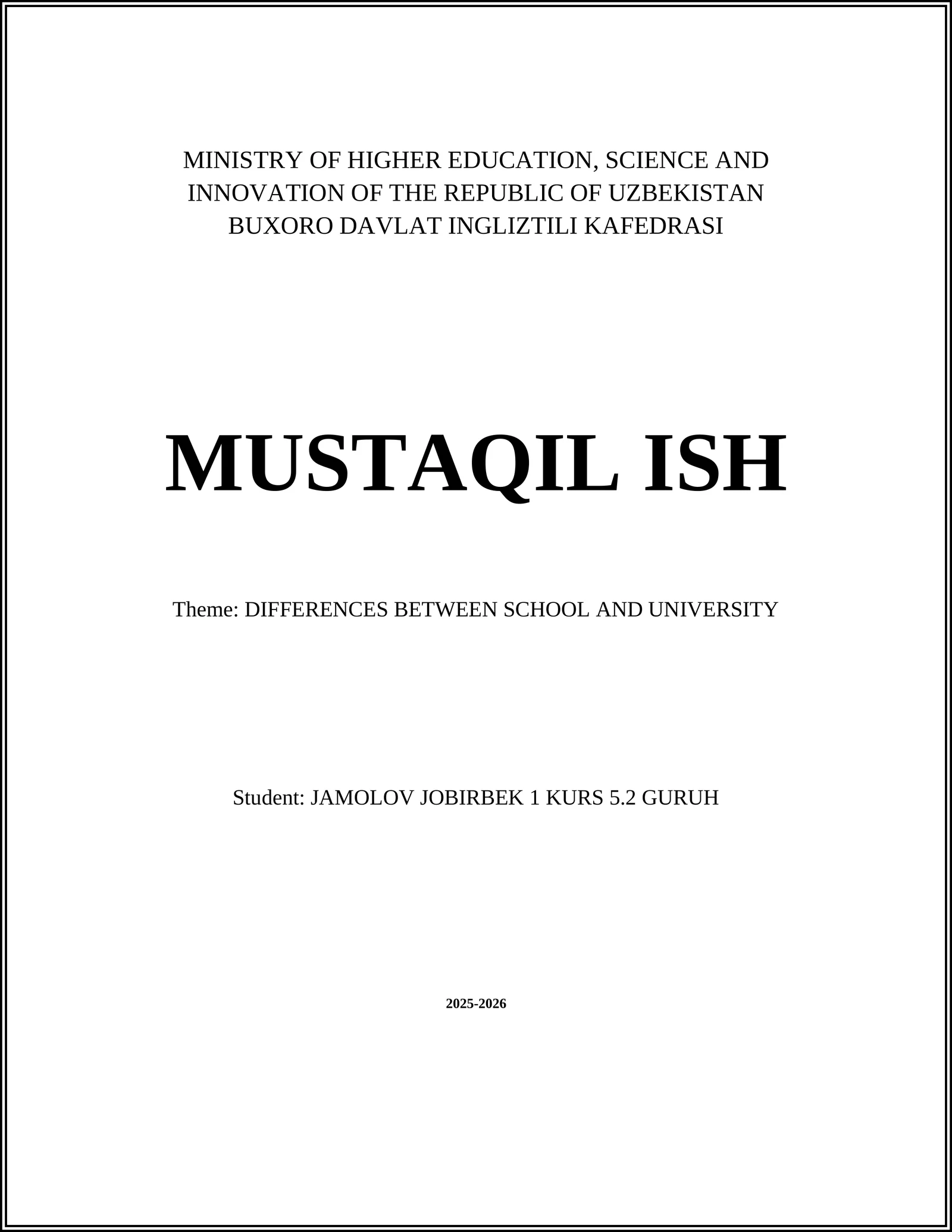 DIFFERENCES BETWEEN SCHOOL AND UNIVERSITY