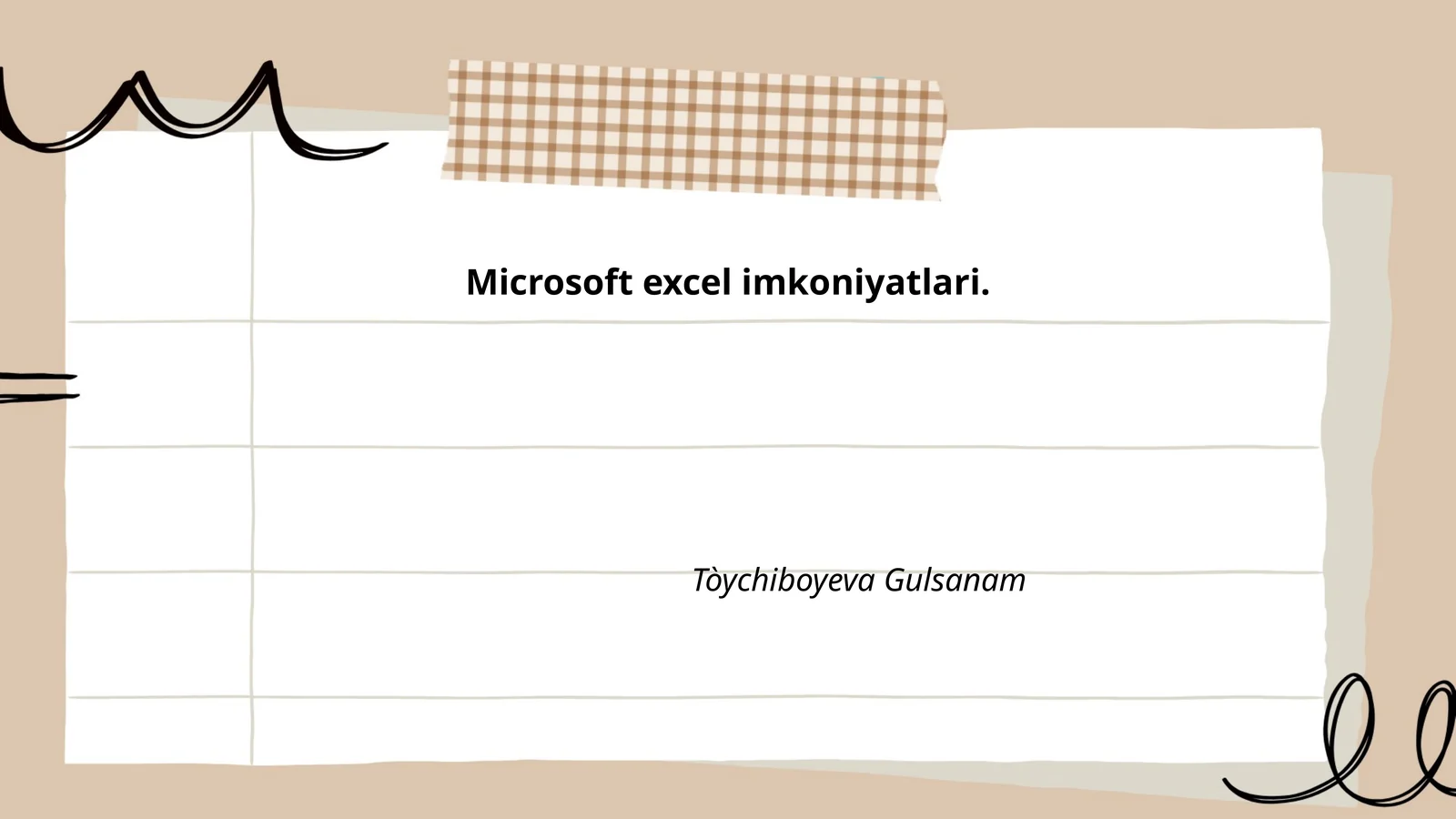 Microsoft Excelda jadvallar yaratish