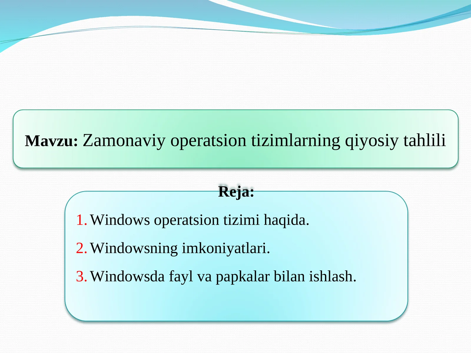 Windows operatsion tizimi haqida
