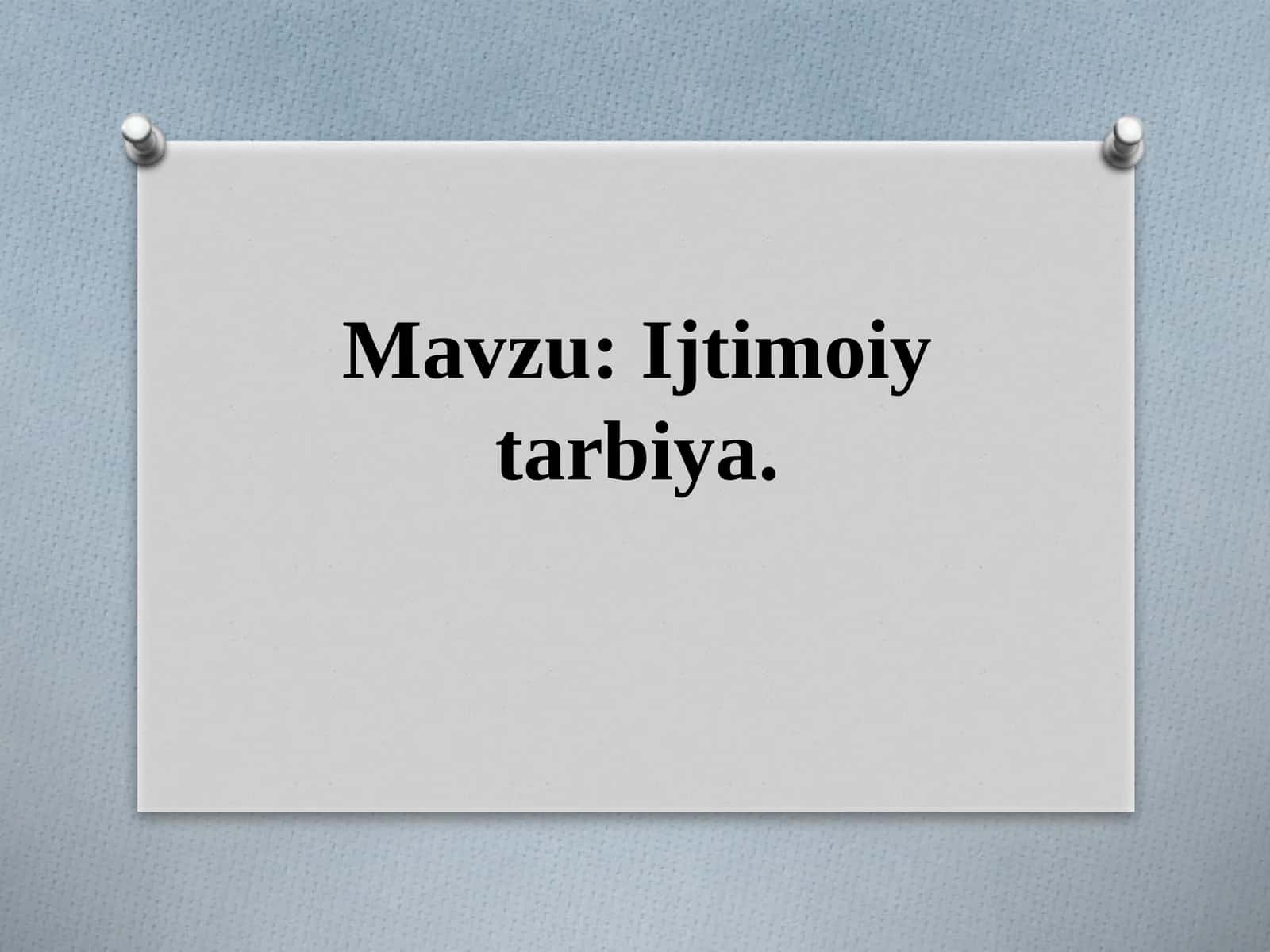 Ijtimoiytarbiya