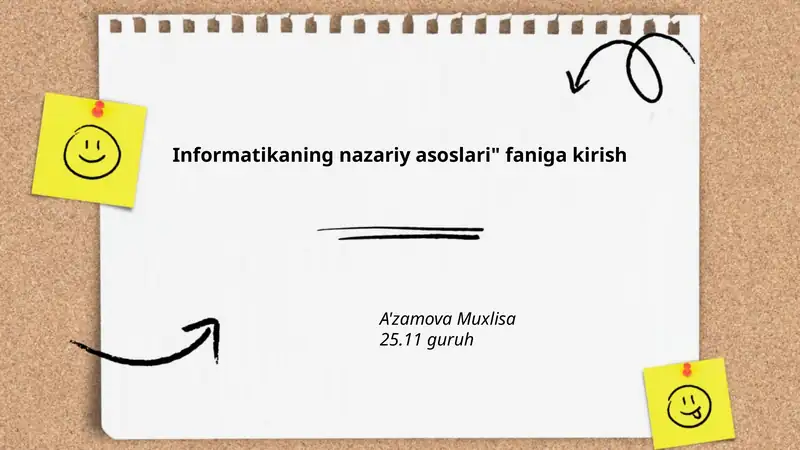 Informatikaning nazariy asoslari" faniga kirish