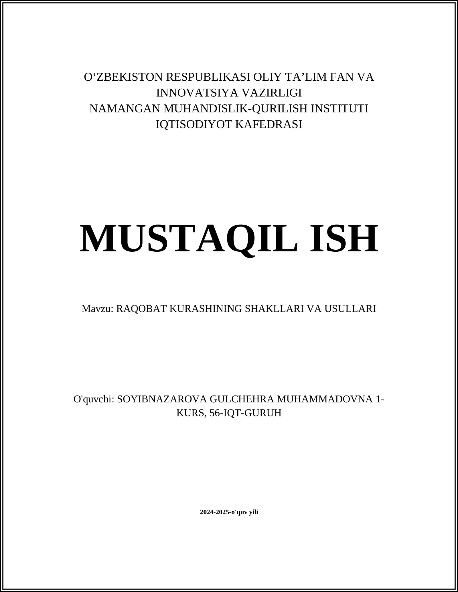 RAQOBAT KURASHINING SHAKLLARI VA USULLARI