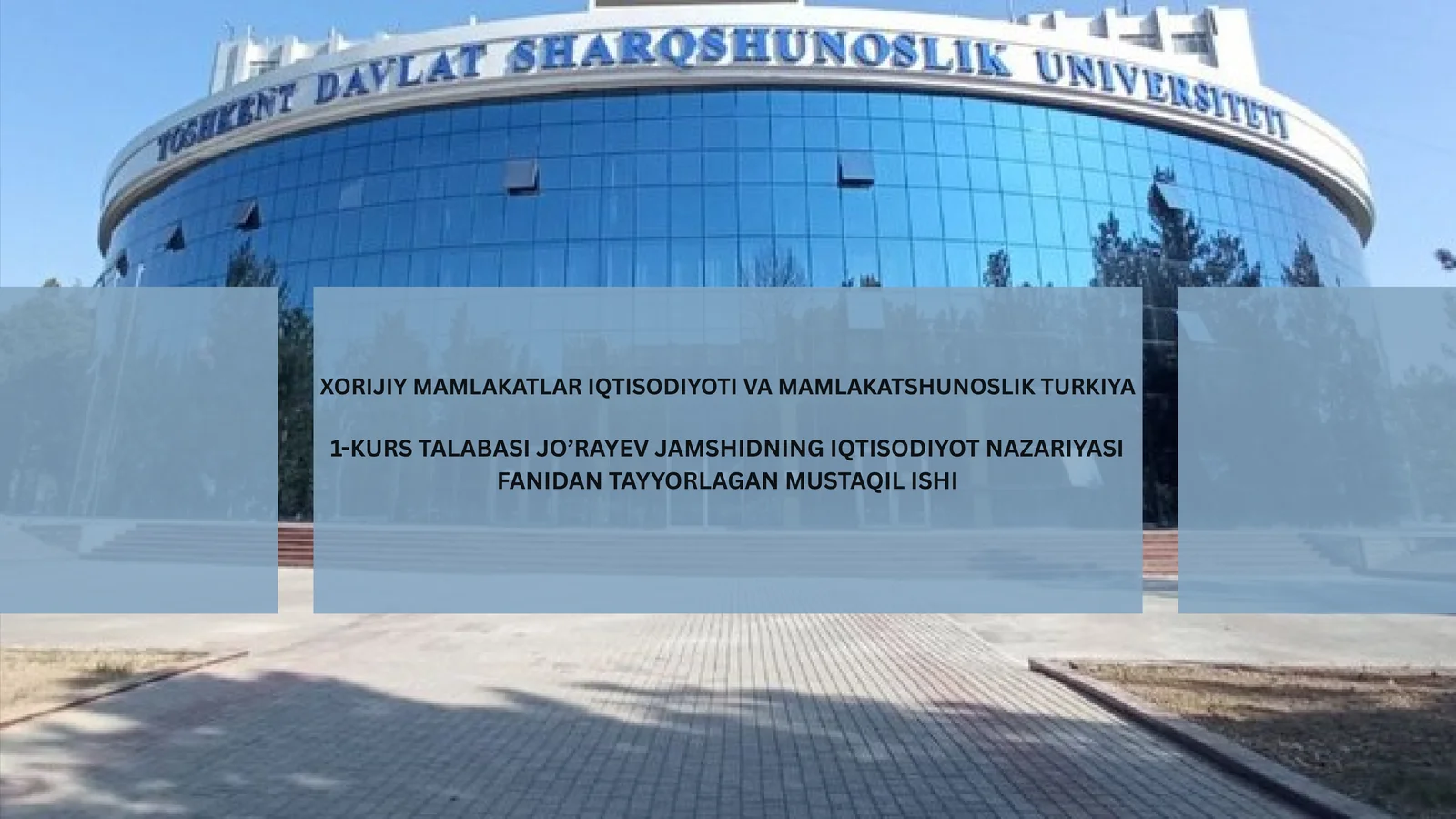 Iqtisodiyot Nazariyasi Fanidan Tayyorlagan Mustaqil Ishi