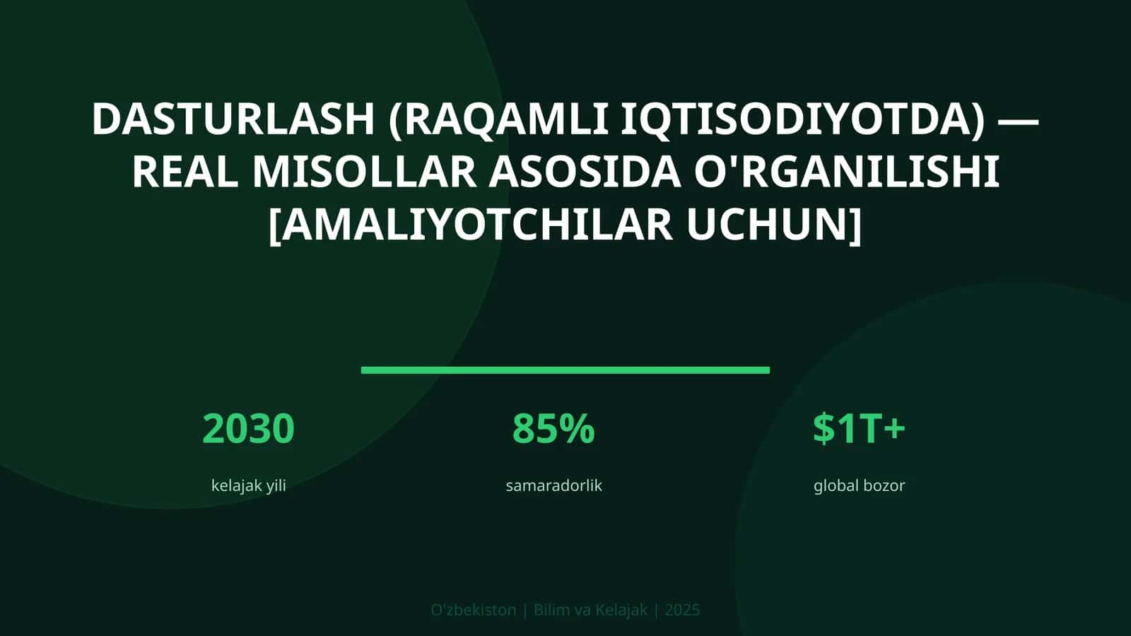 Dasturlash (raqamli iqtisodiyotda) - real misollar asosida o'rganilishi [amaliyotchilar uchun]