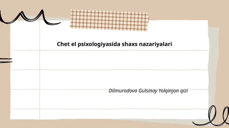 Chet el psixologiyasida shaxs nazariyalari
