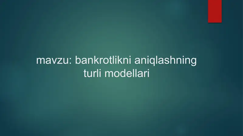 Bankrotlikni aniqlashning turli modellari