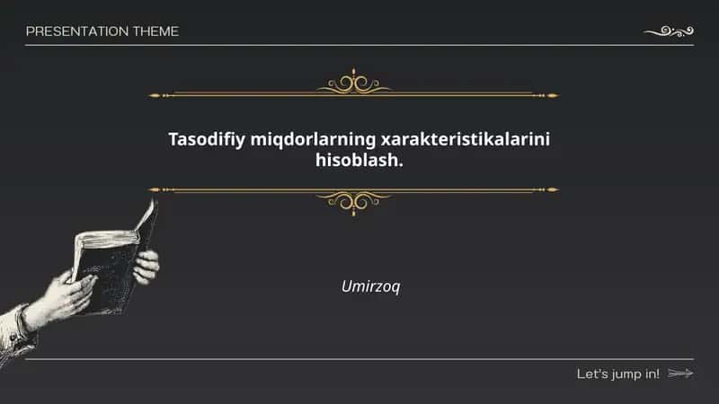 Tasodifiy miqdorlarning xarakteristikalarini hisoblash
