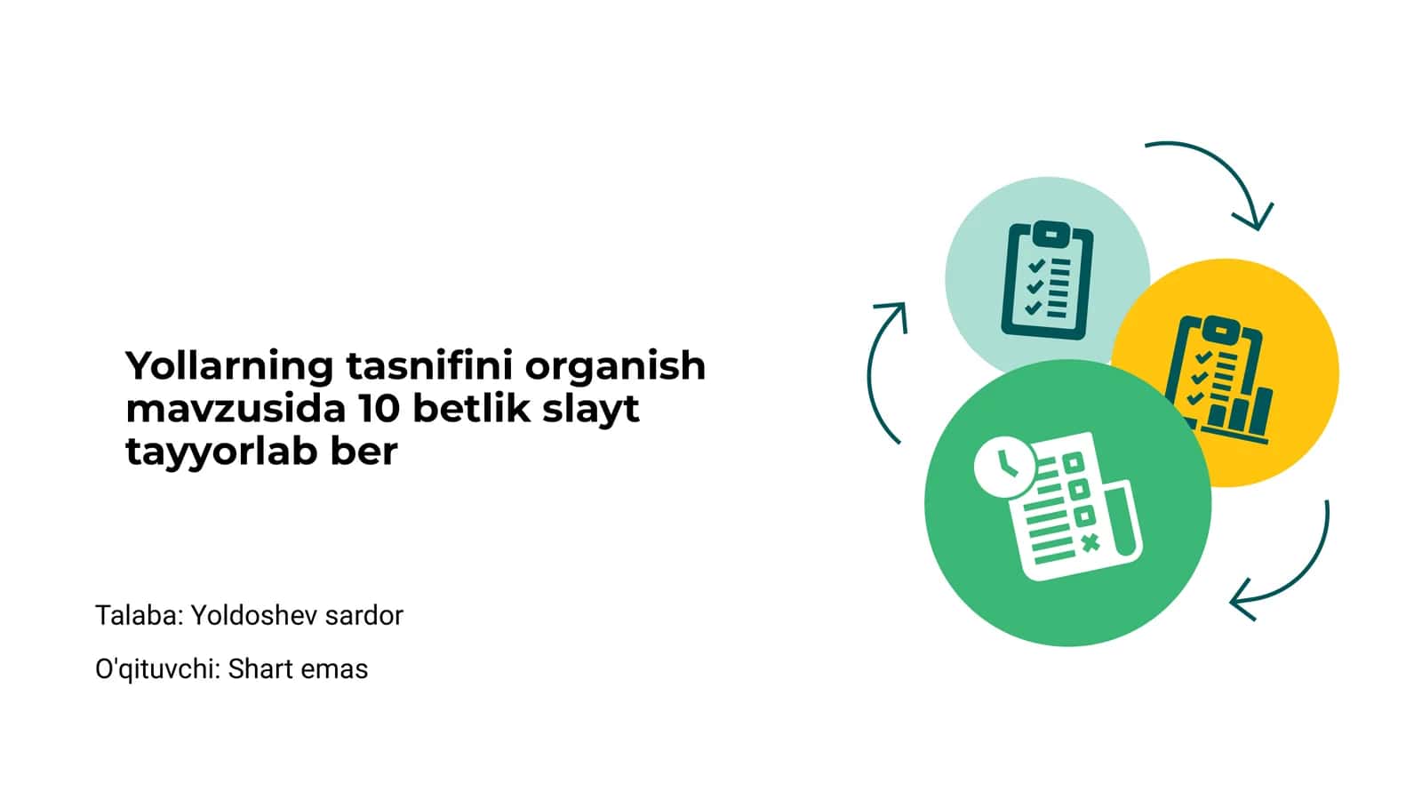 Yollarning tasnifi