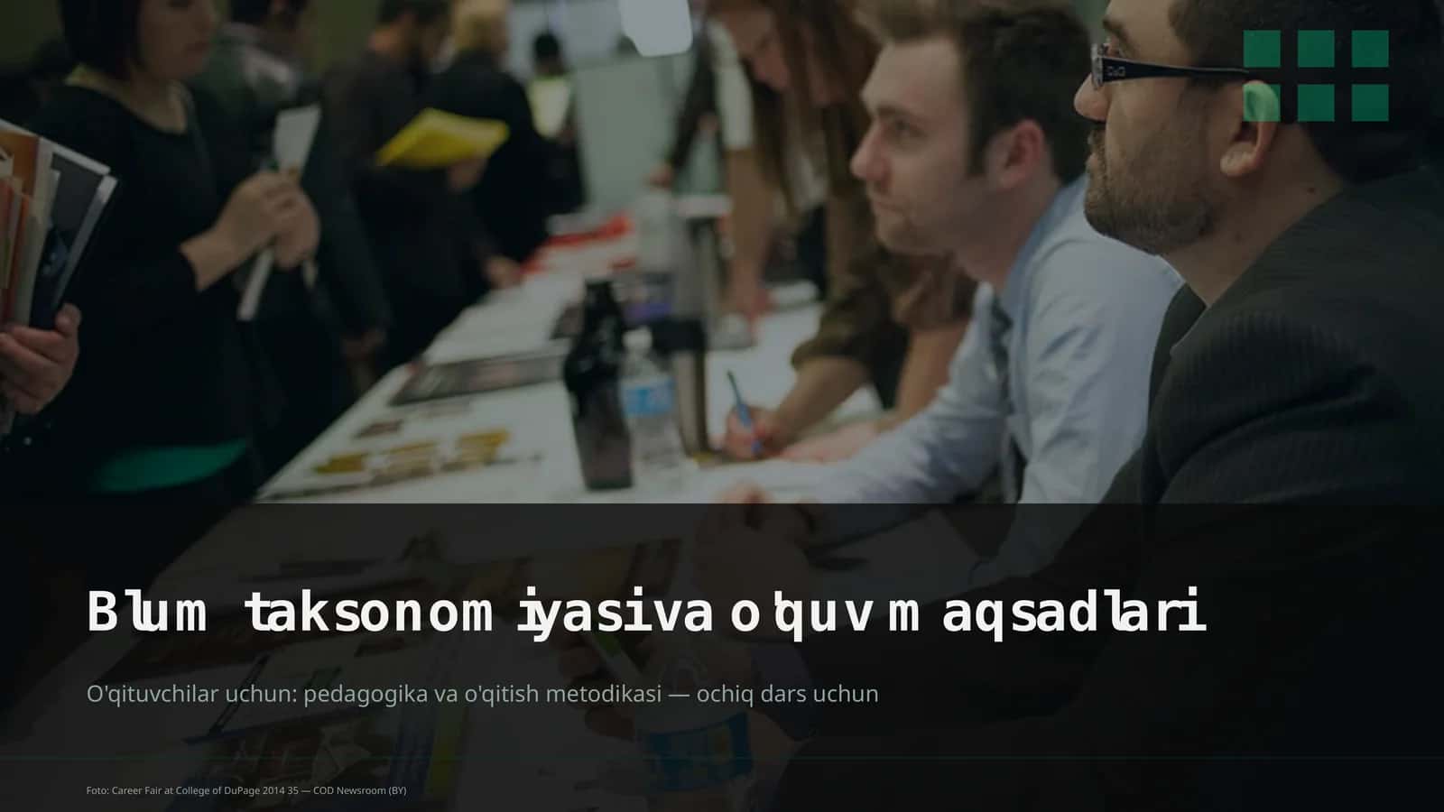 Blum taksonomiyasi va o'quv maqsadlari