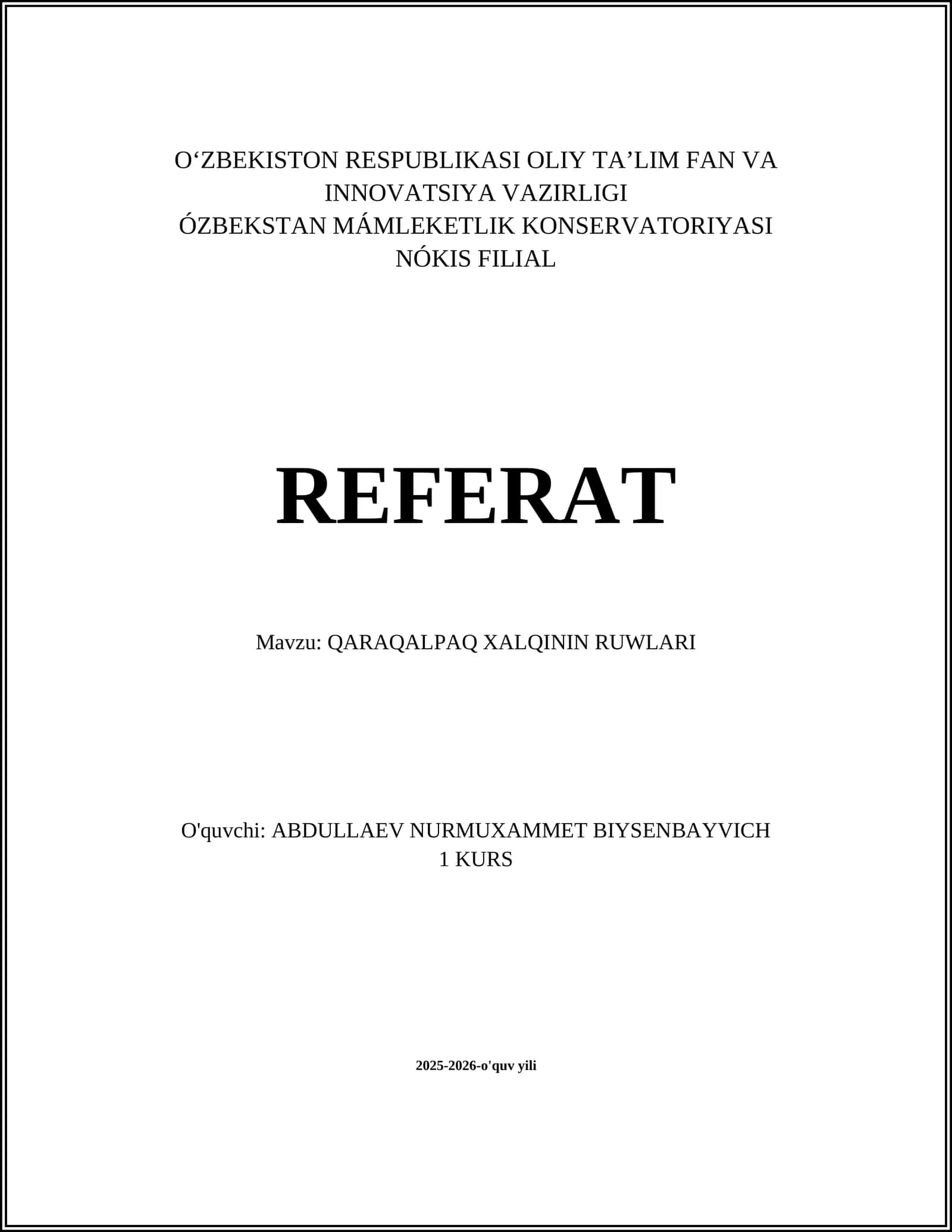 QARAQALPAQ XALQININ RUWLARI