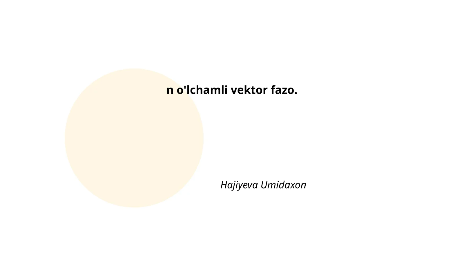 n o'lchamli vektor fazo