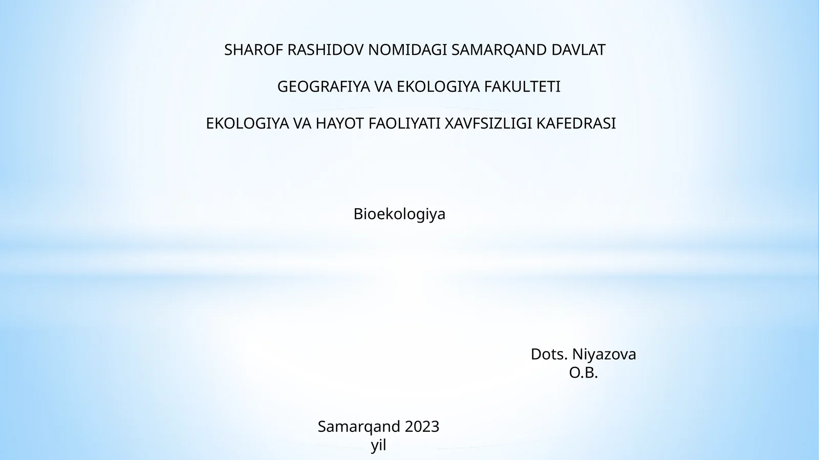 Bioekologiya