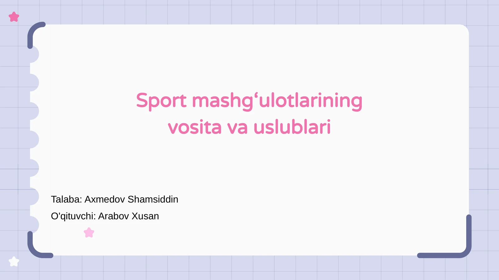 Sport mashg‘ulotlarining vosita va uslublari